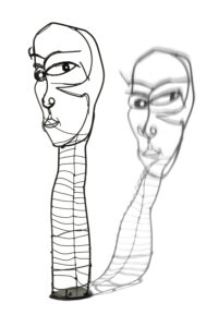 Pensive Head, Forged and Welded Steel, 30″x5″x8″